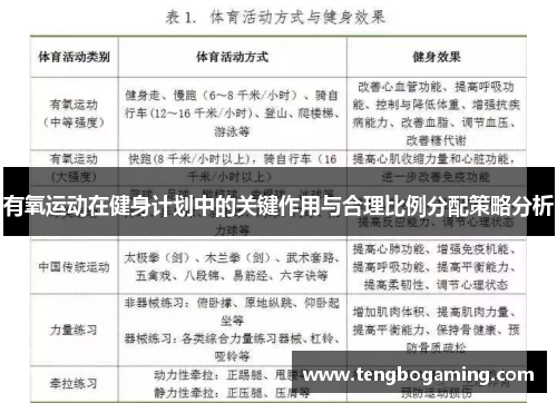 有氧运动在健身计划中的关键作用与合理比例分配策略分析